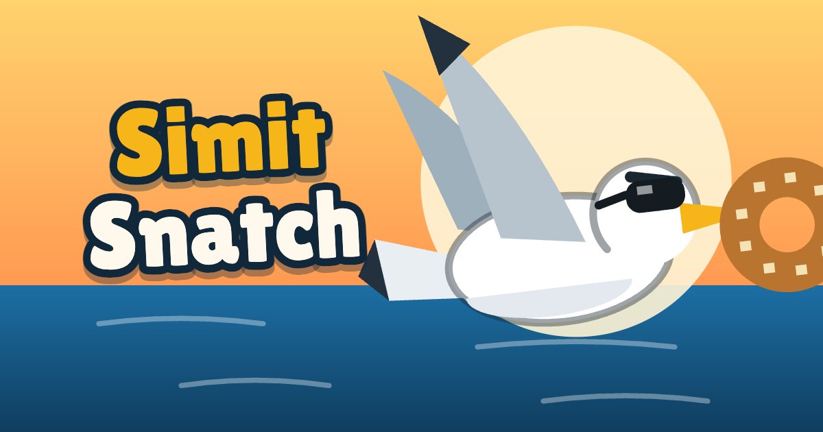 A seagull in sunglasses flying over the sea with a simit